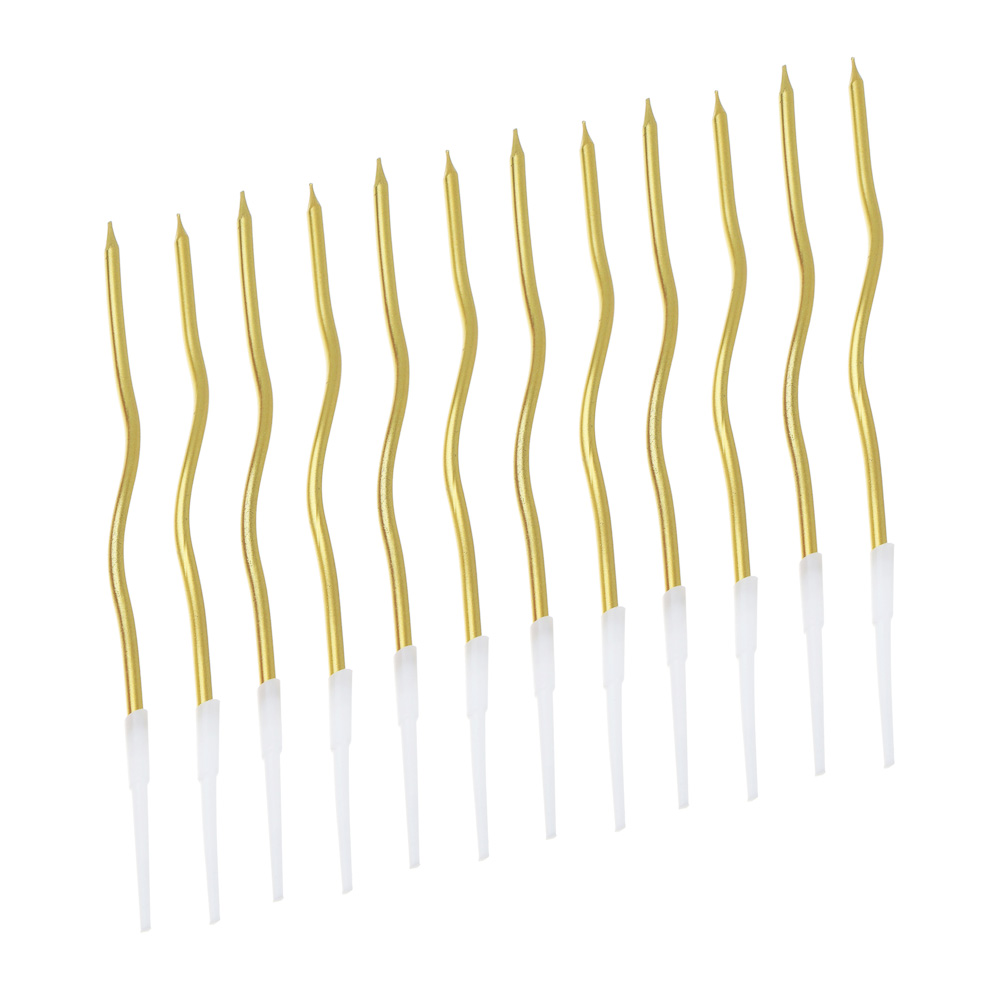 ВСЁГАЗИН Свечи для торта, набор 12 шт, витые, золото, серебро, 5х21 см - #1