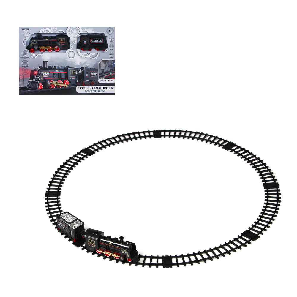 ИГРОЛЕНД Электрическая железная дорога, свет, звук, пар, АКБ, USB, ABS, PP, 36,5х5,5х26,5 см - #1