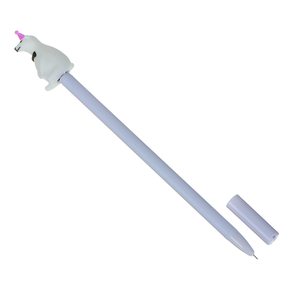 Ручка гелевая синяя, с вращающимся наконечником в форме мишки, пластик, 21см, 3 цвета корпуса - #3