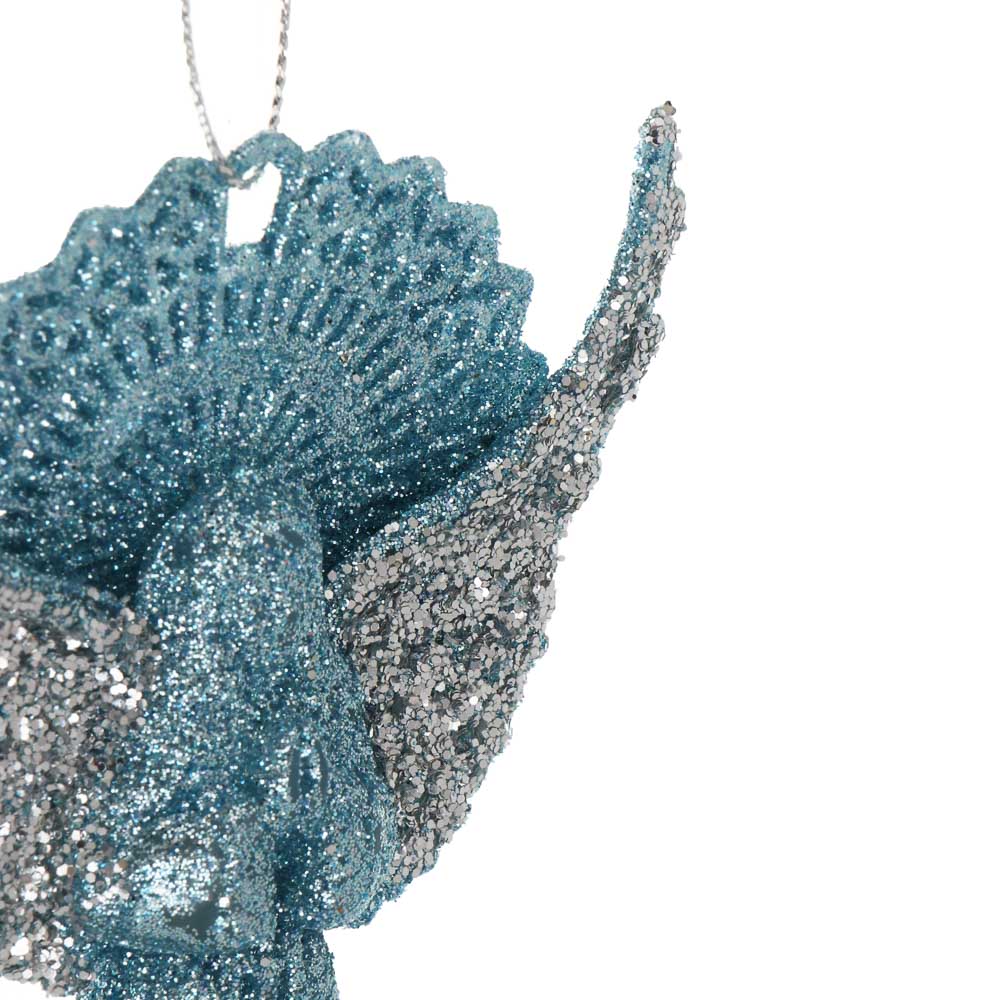 СНОУ БУМ Подвеска декоративная "Ангел" 13 см, пластик, глиттер, голубой - #3