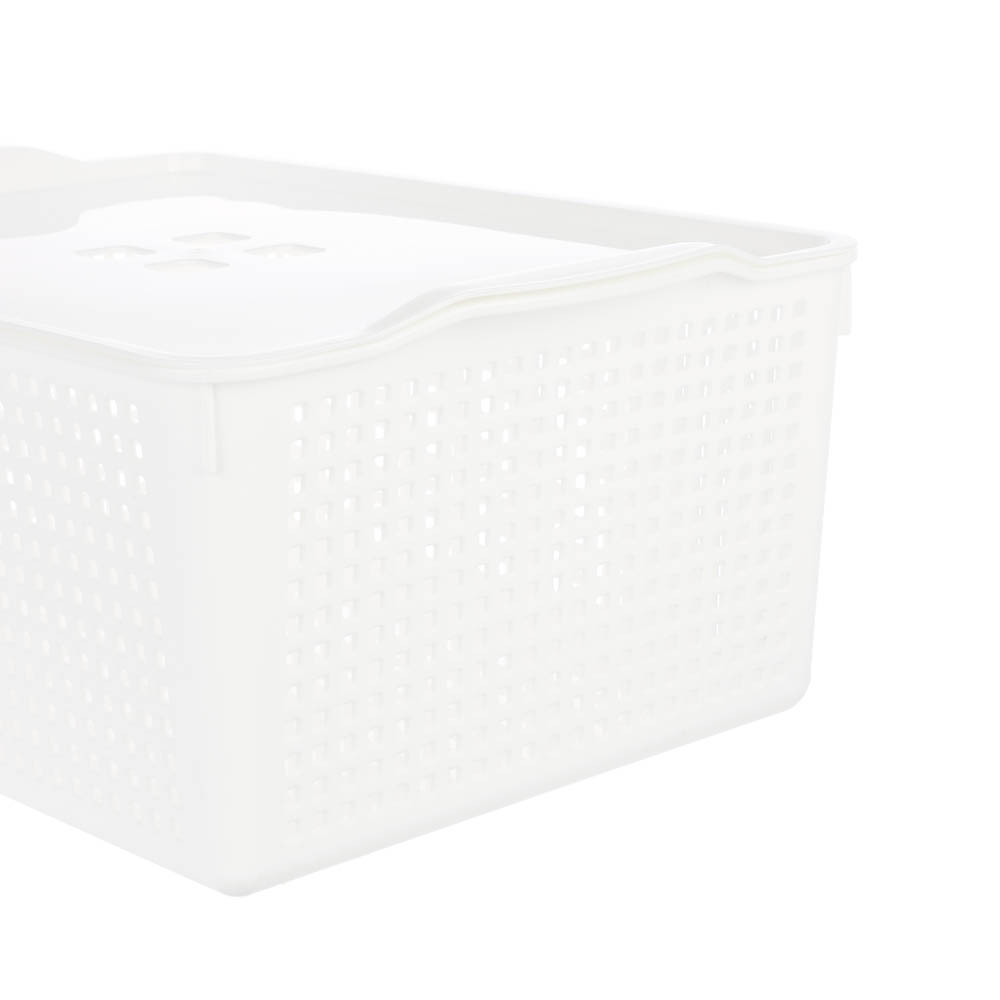 Корзинка Лофт 13л 395х272х168 мм с крышкой белый, серый - #6