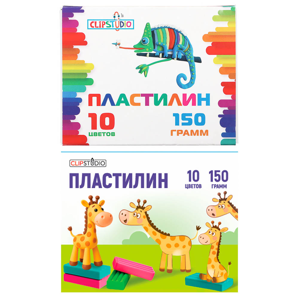 Пластилин 10цв. ClipStudio 150 грамм в картонном выдвижном пенале - #1