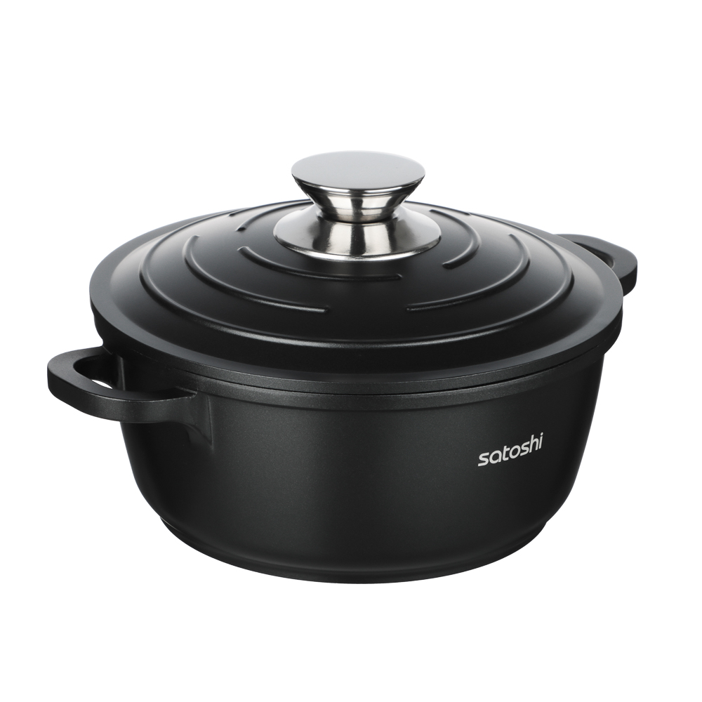 SATOSHI Артас Наб. пос. 8пр, сков. 24/28см;ковш+крыш 16см/1,4л, кастр+крыш 2л; 4л, а/п мрамор, инд - #10