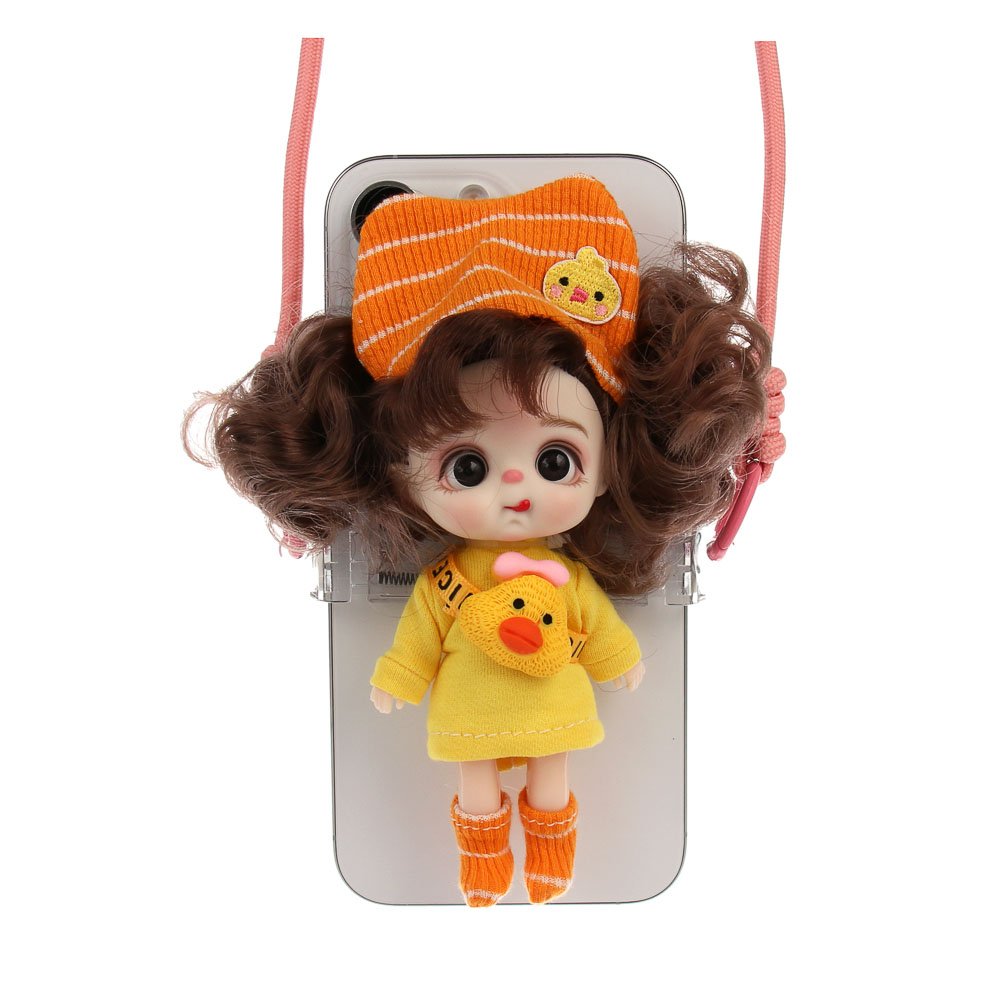 Держатель для телефона с куклой 13см на шнурке, пластик, текстиль, 10,5х8х13 см - #7