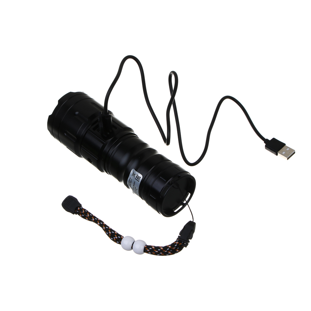 Фонарь ручной, LED, 5 реж, 55х157мм, алюм, съем аккум. 1х38650, фокус, 5 линз, дальн 800 м, 1380 лм - #7