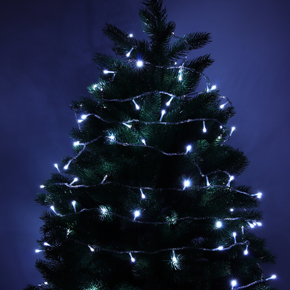 СНОУ БУМ Гирлянда эл. вьюн 10м, 100 LED, белый, пост. свеч., ПВХ прозр., коннектор, 220В - #12