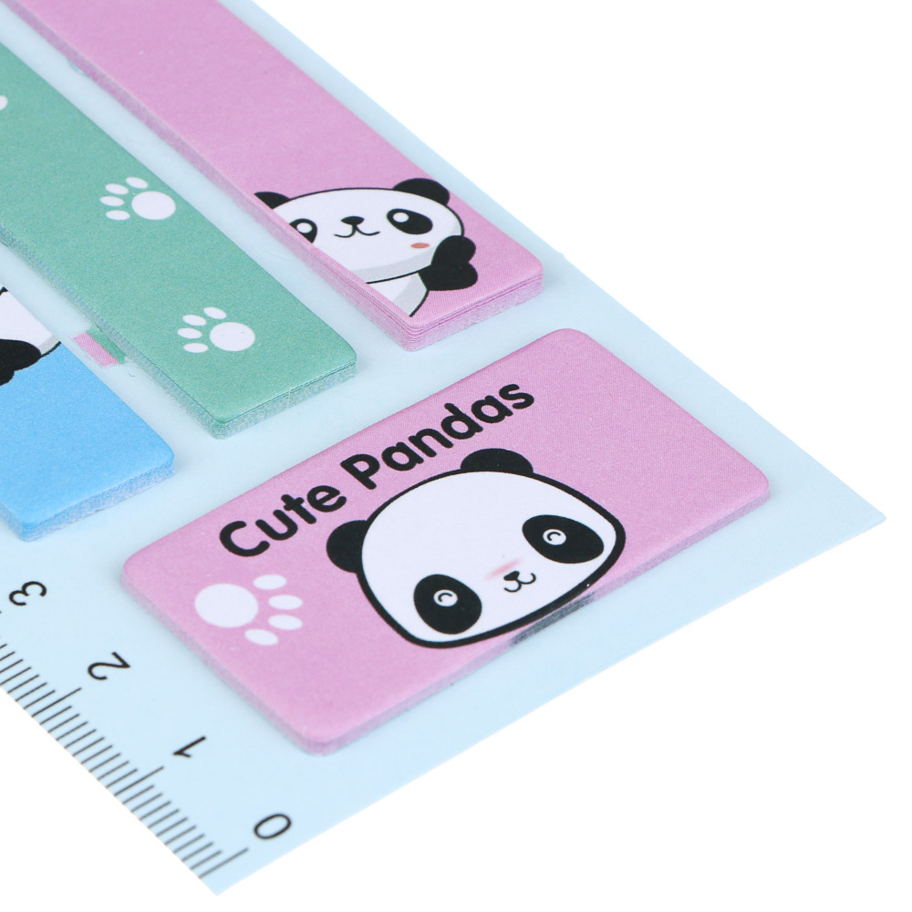 Закладки с клеевым краем фигурные, линейка 16см, 6,7х21,5см, 15 листов, 4 дизайна, Панда - #5