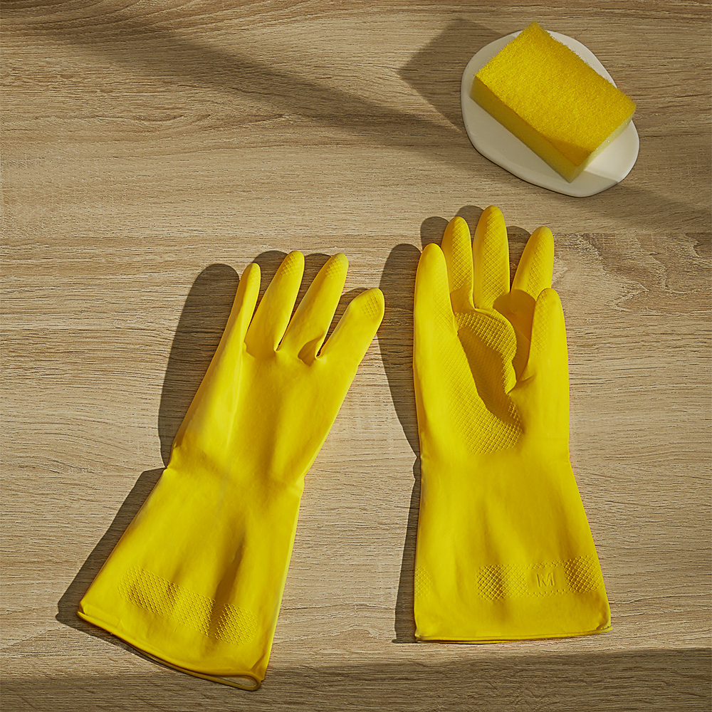 Перчатки резиновые желтые Vetta, M - #5