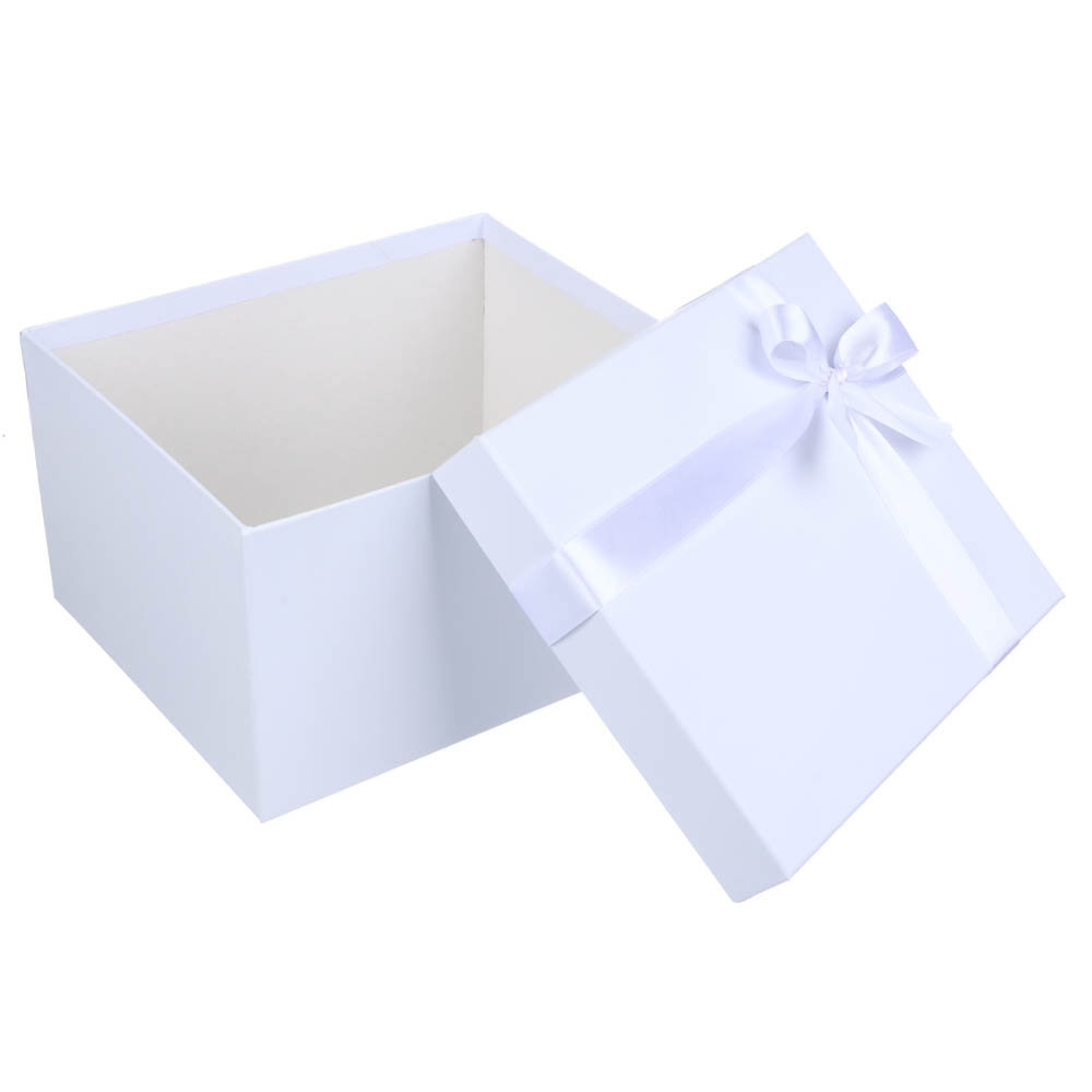 Коробка подарочная с бантом белая, 23x19x13 см - #3