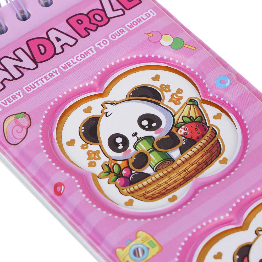 Записная книжка "Панда" 7х26см, с наклейками и брелоком, PET, бумага, 4 дизайна, шоу-бокс - #5