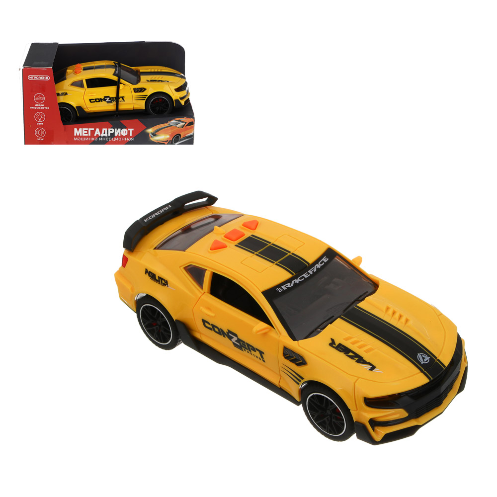 ИГРОЛЕНД Машина инерционная "Мега дрифт", свет, звук, 3хAG13, ABS, 17,2х7,2х5,3 см, 4 дизайна - #1
