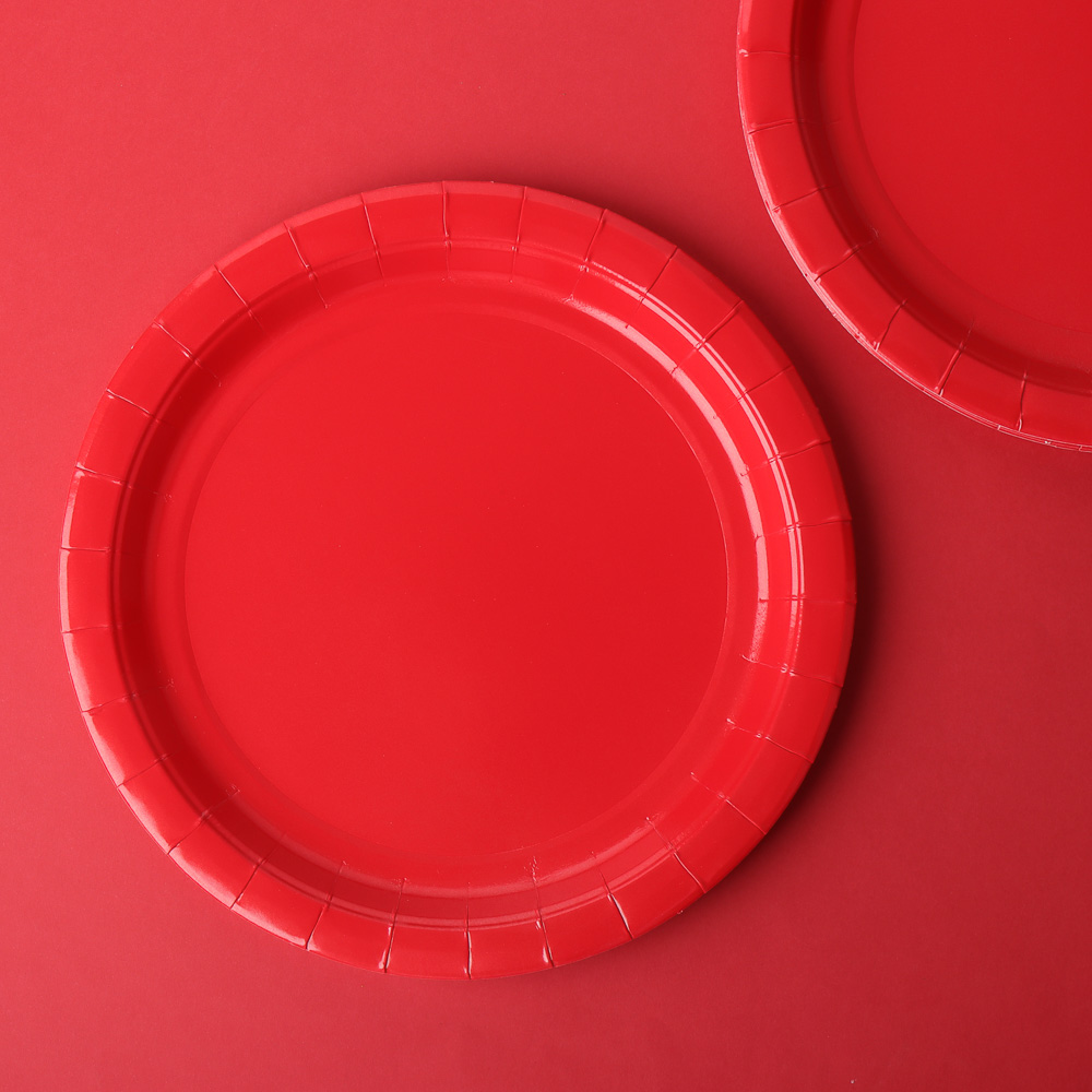 Набор бумажных тарелок, красный, 23 см, 6 шт - #3