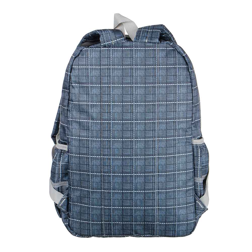 Рюкзак подростковый 45x30x18см, 2 отд., 3 карм., двойная нашивка, ПЭ, принт "шотландка",т.-серый тон - #4