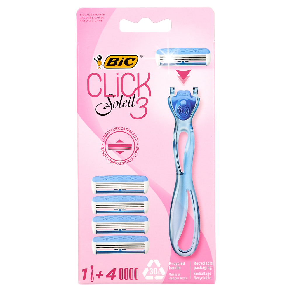 Станок для бритья женский, BIC SOLEIL CLICK + 4 сменных кассеты, пластик - #1