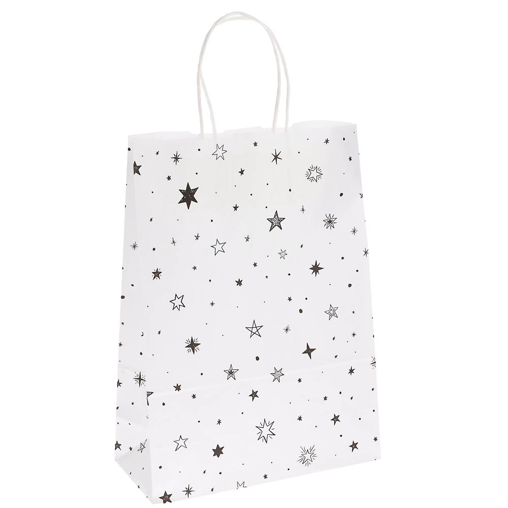 Пакет подарочный с кручеными ручками L 24x10,5x32 см, "Звездочки" - #1