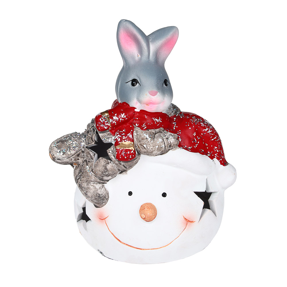 СНОУ БУМ Фигурка в виде кролика с подсветкой, керамика, 9,3x8,8x13,8 см, арт 1, 2 вида - #3
