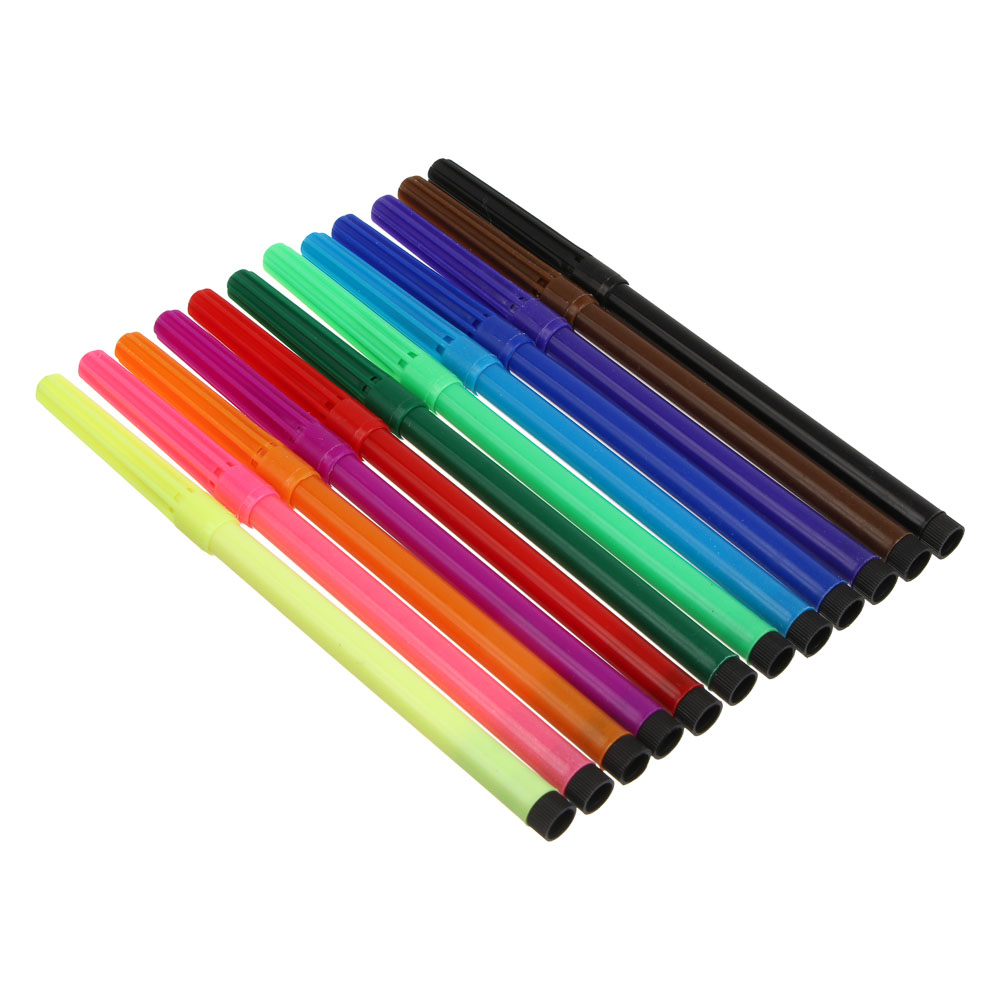 Фломастеры 12цв. ClipStudio с цветным колпачком, пластик, в ПВХ пенале - #6