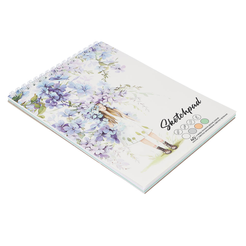 Скетчбук А5 (альбом), жёсткая подложка, спираль, в ассортименте - #13