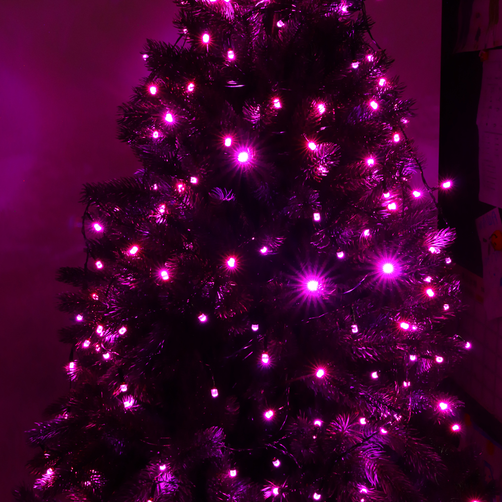 СНОУ БУМ Гирлянда эл. вьюн 10м, 100LED, розовый, 8 режимов, ПВХ черный, 220В - #13