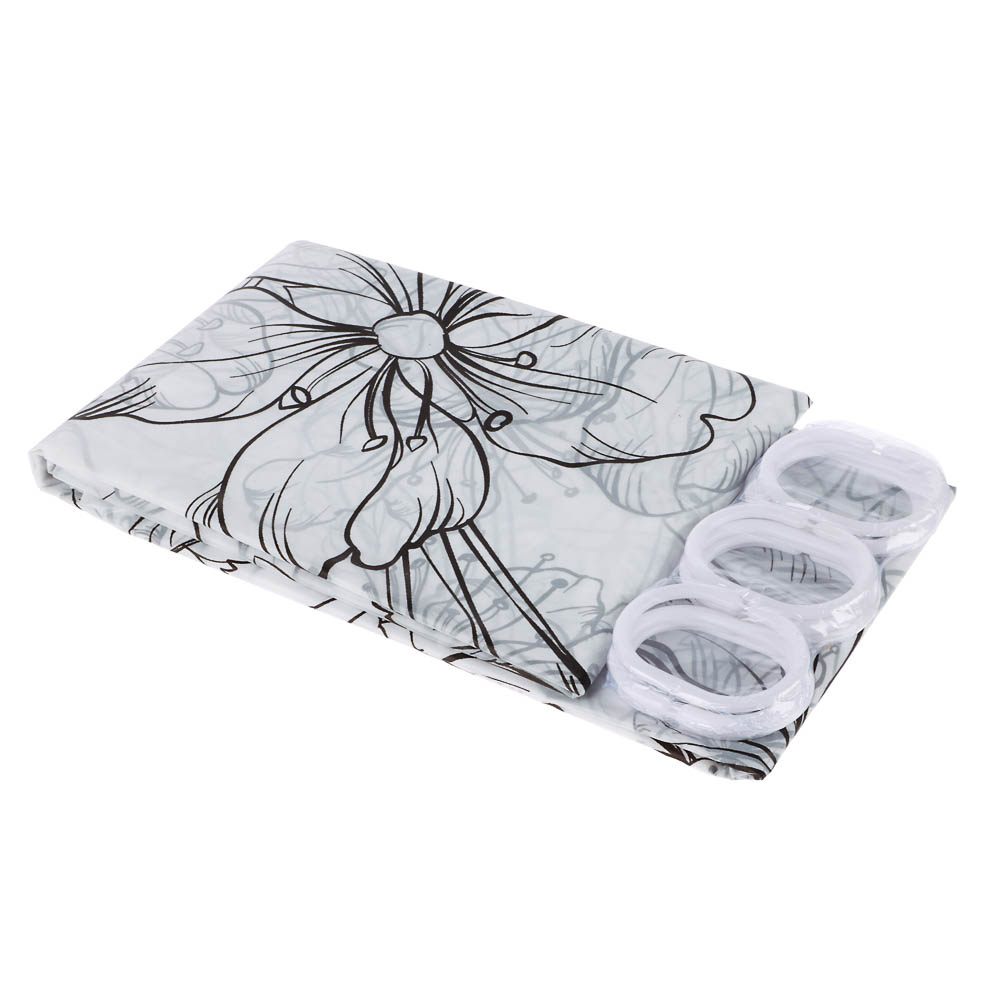 Шторка для ванной тм VETTA Цветы, ПЕВА 12 г/м2, 180x180 см, 1 дизайн - #2