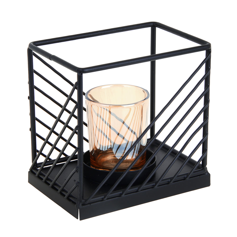 Подсвечник металлический со стеклянной чашей, 12х8х12 см - #3