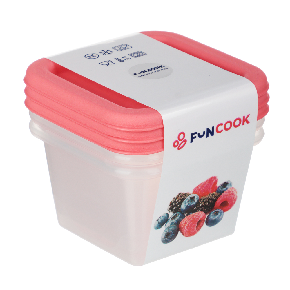 Набор контейнеров пищевых квадратных, 3шт, 0,15л, пластик, 3 цвета - #11