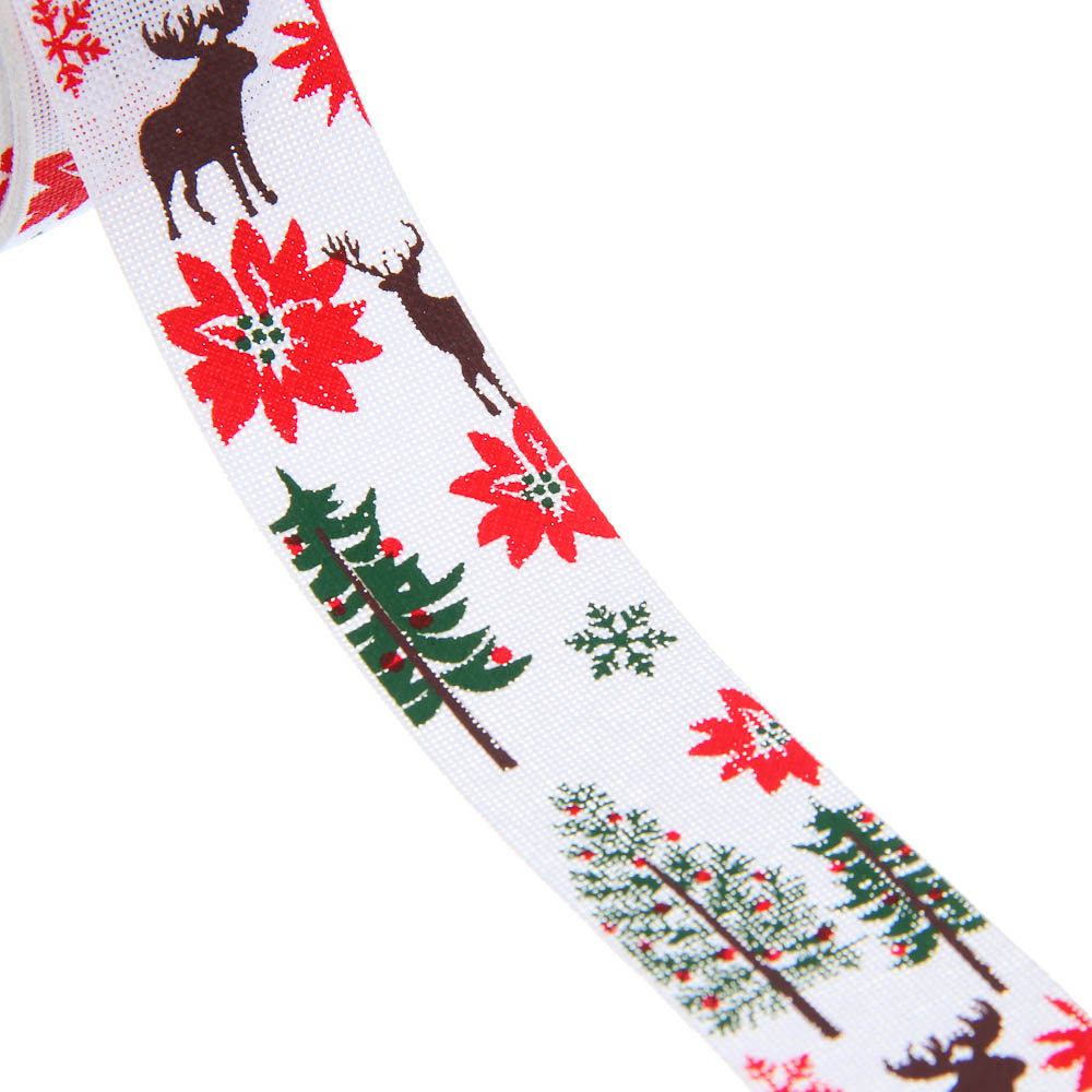 Лента для подарков новогодняя, 2,5 см x 2,7 м, полиэстер, арт.4, 3 диз. - #4
