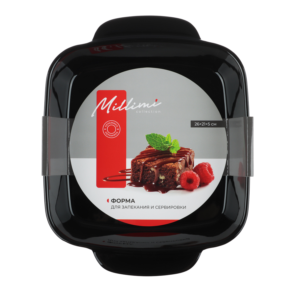 Форма для запекания и сервировки квадратная 26х21х5см тм MILLIMI синий, керамика - #8
