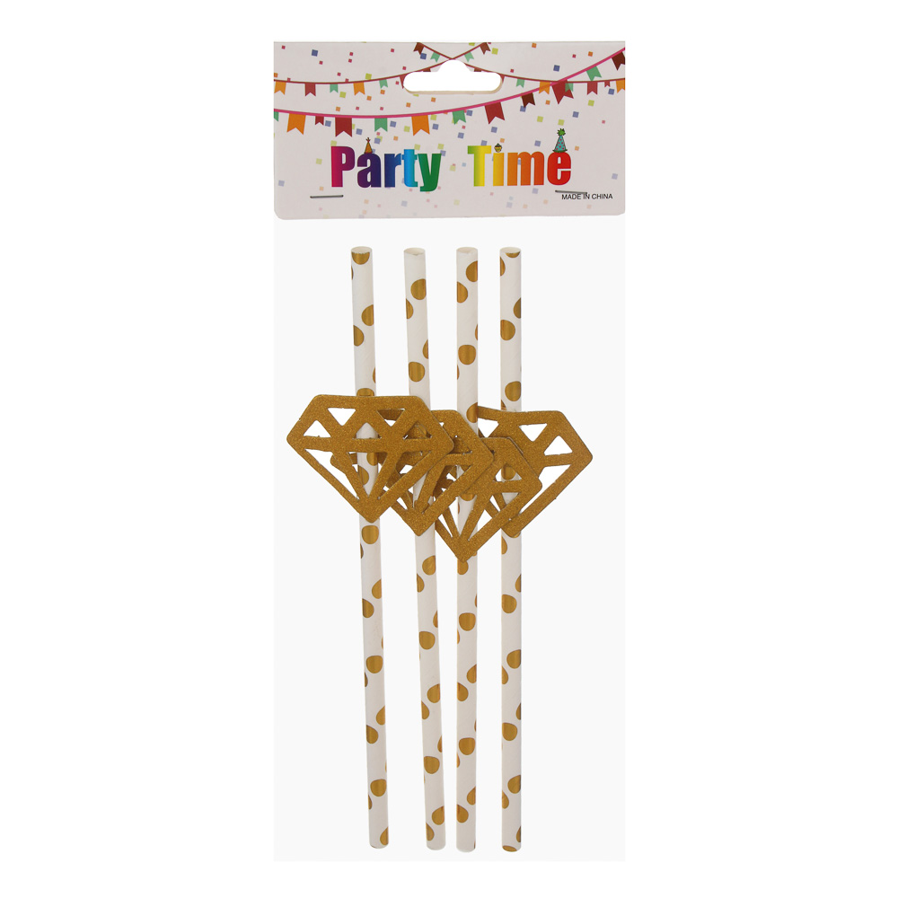 Набор трубочек для напитков "Бриллиант" тм Fntastic, 4 шт, бумага, глиттер - #4