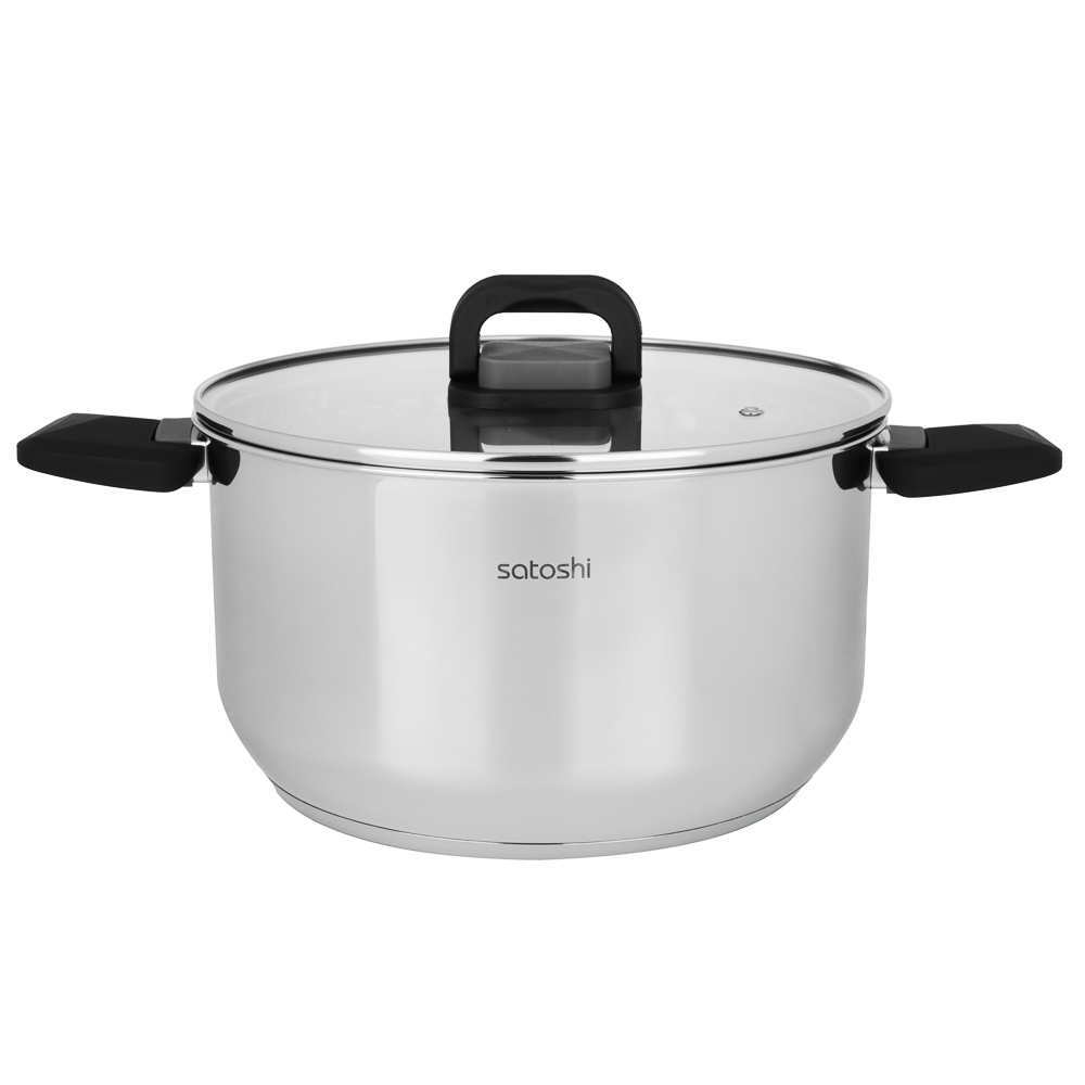 Кастрюля тм SATOSHI Манн 24х13,5см. 6,5л. со стекл. крышкой, индукция - #1