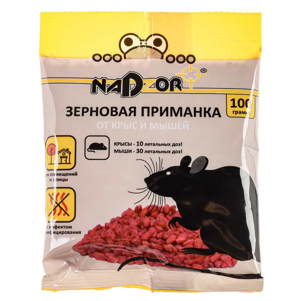 Приманка от мышей и крыс зерновая NADZOR, пакет, 100г - #1