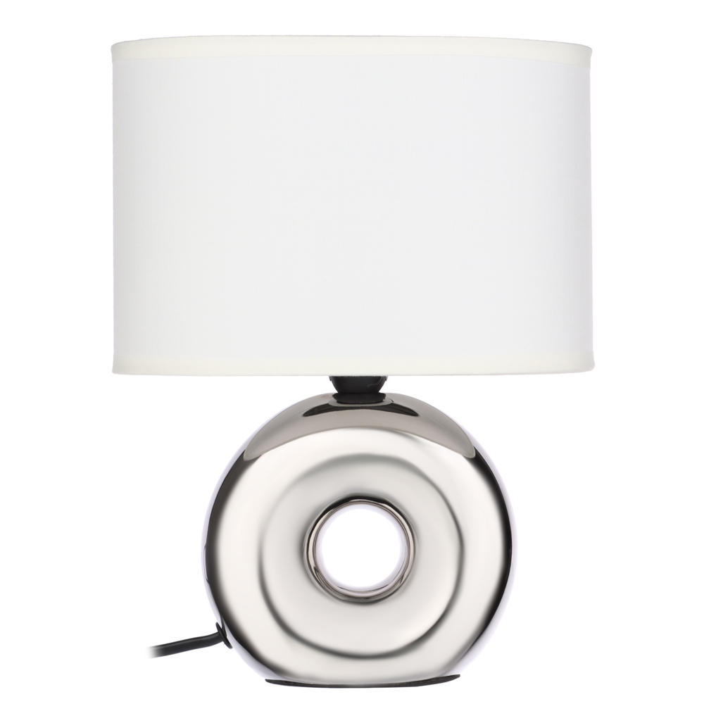 BY Светильник переносной настольный Осло, 25см, Е14, 40Вт, 230В,керамика,текстиль,белый/серебристый - #1