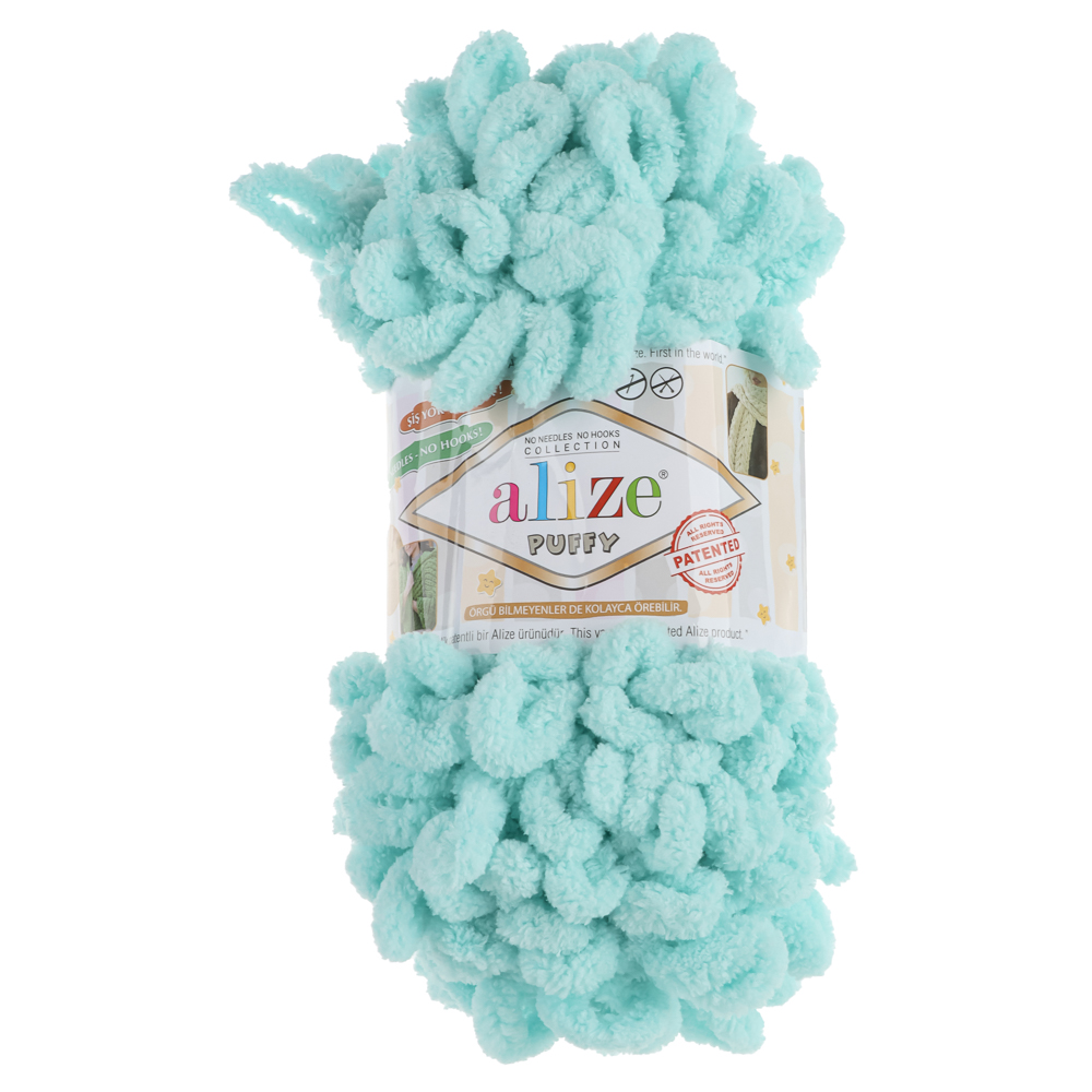 Пряжа Puffy/Ализе 100г/9,5м 100% Микрополиэстер (19-светло-бирюзовый) - #1