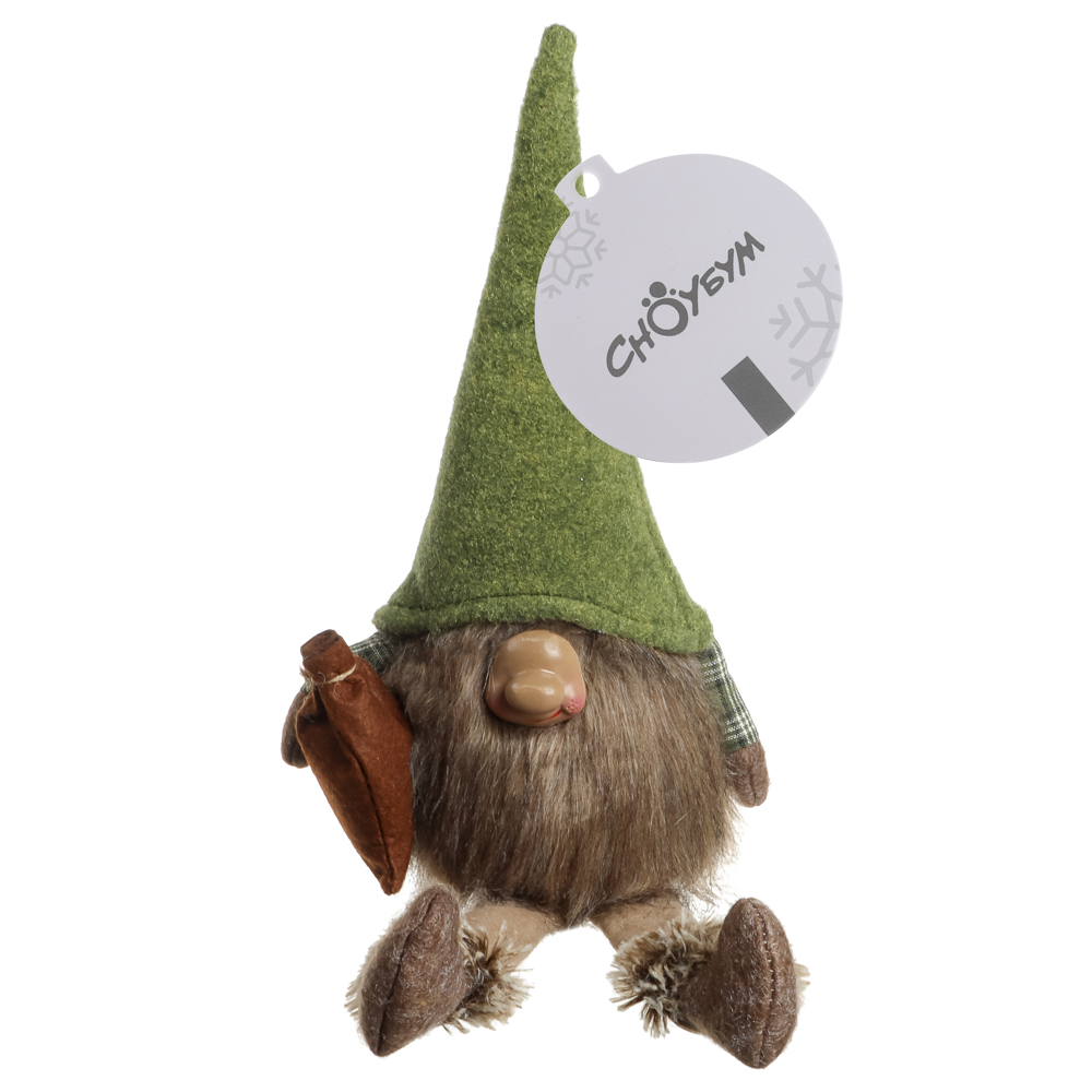 СНОУ БУМ Фигура декоративная "Гном" 35+20 см, полиэстер, зеленый - #8