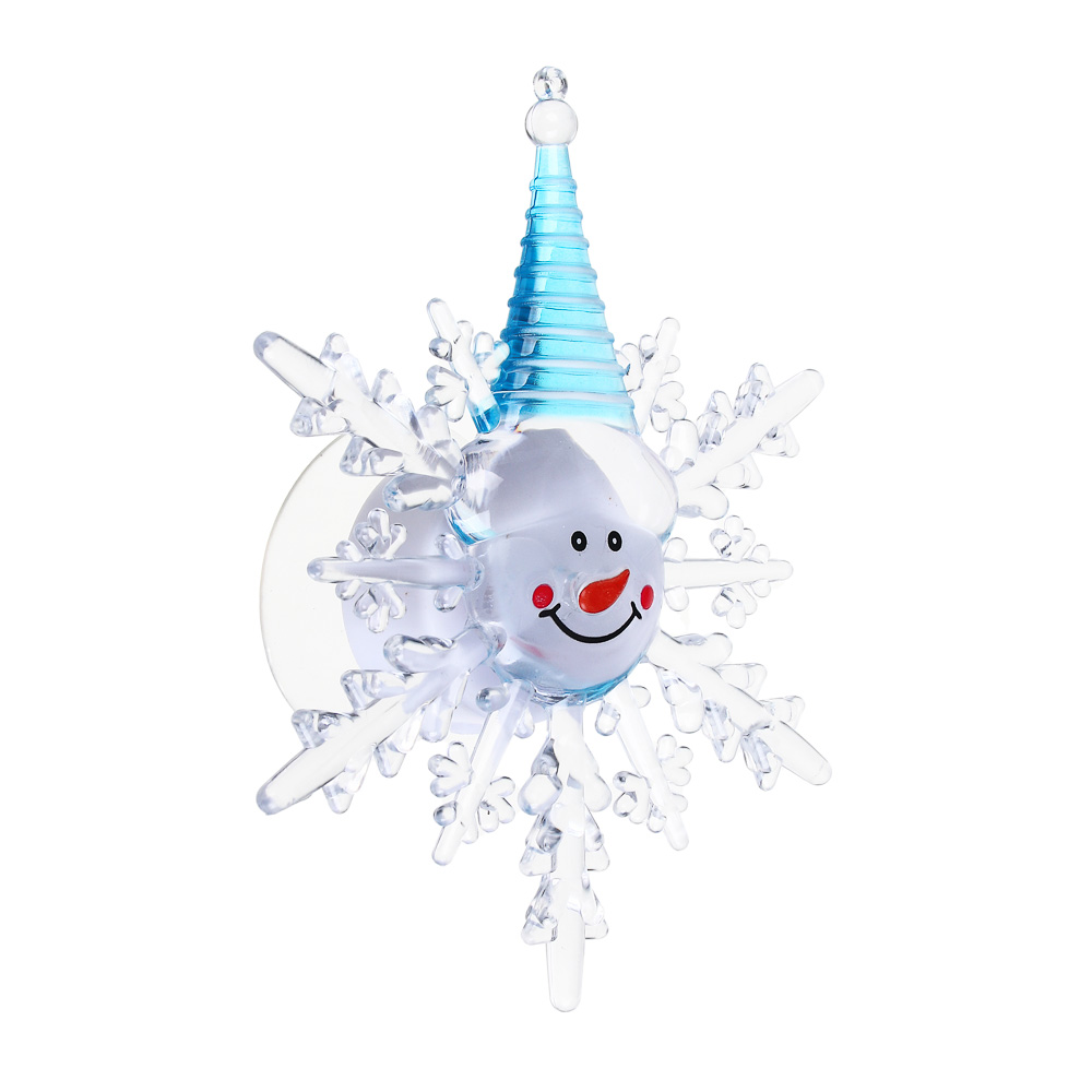 СНОУ БУМ Светильник на присоске в форме снежинки со снеговиком, пластик, 10x13x5см, 4 цвета - #5