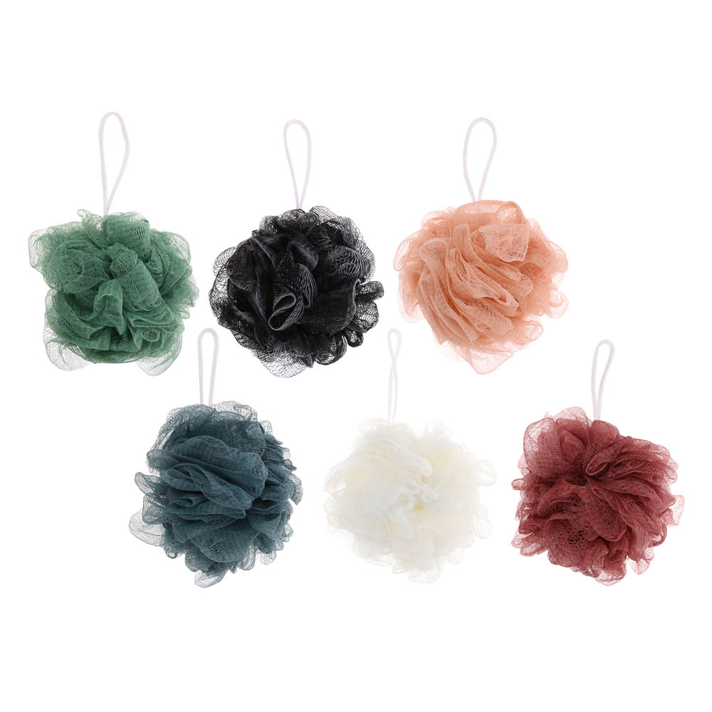 ЮL Мочалка шар роза с подвесом, полиэтилен, 40гр, 5-6 цветов, МС24-03 - #1