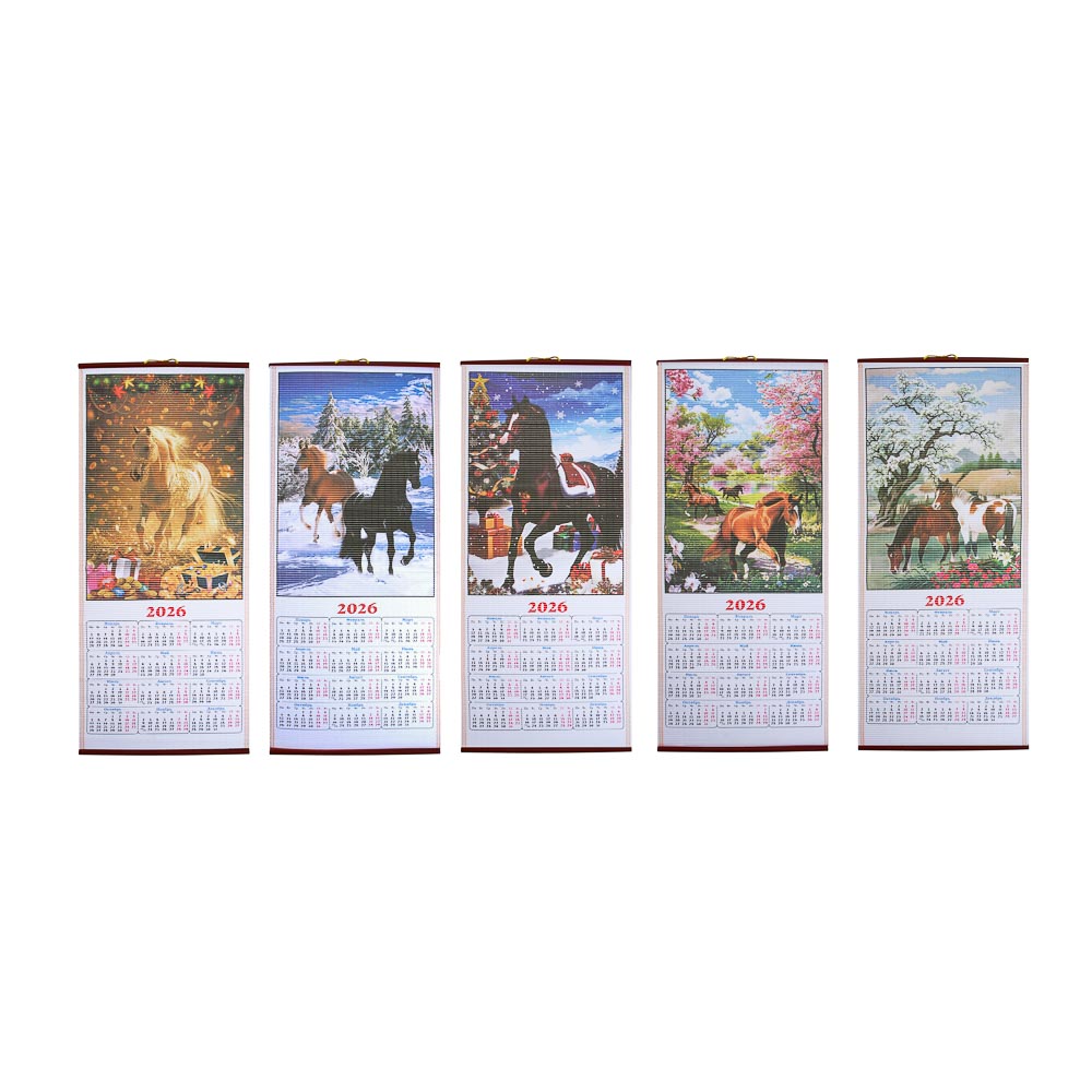 Календарь бамбук полотно, 32x76 см, 5 дизайнов - #1