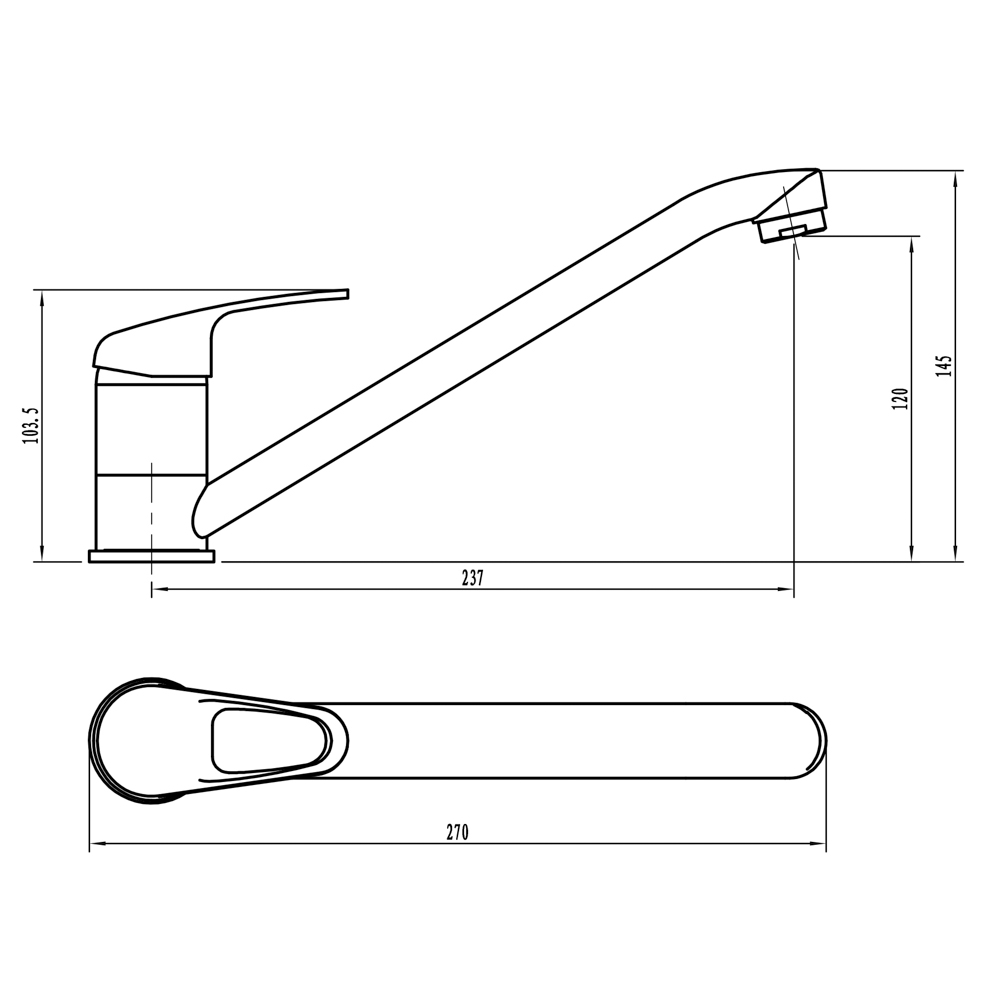 СоюзКран Смеситель для кухни, низкий излив 25см, керам. картридж 40мм, хром, цинк, SK01-I125 - #4