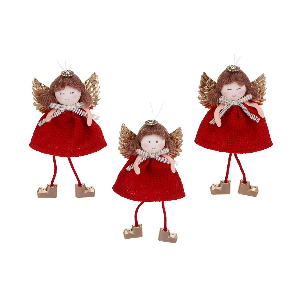 СНОУ БУМ Сувенир елочный Ангел 15 см, полиэстер, красный, 3 вида - #1