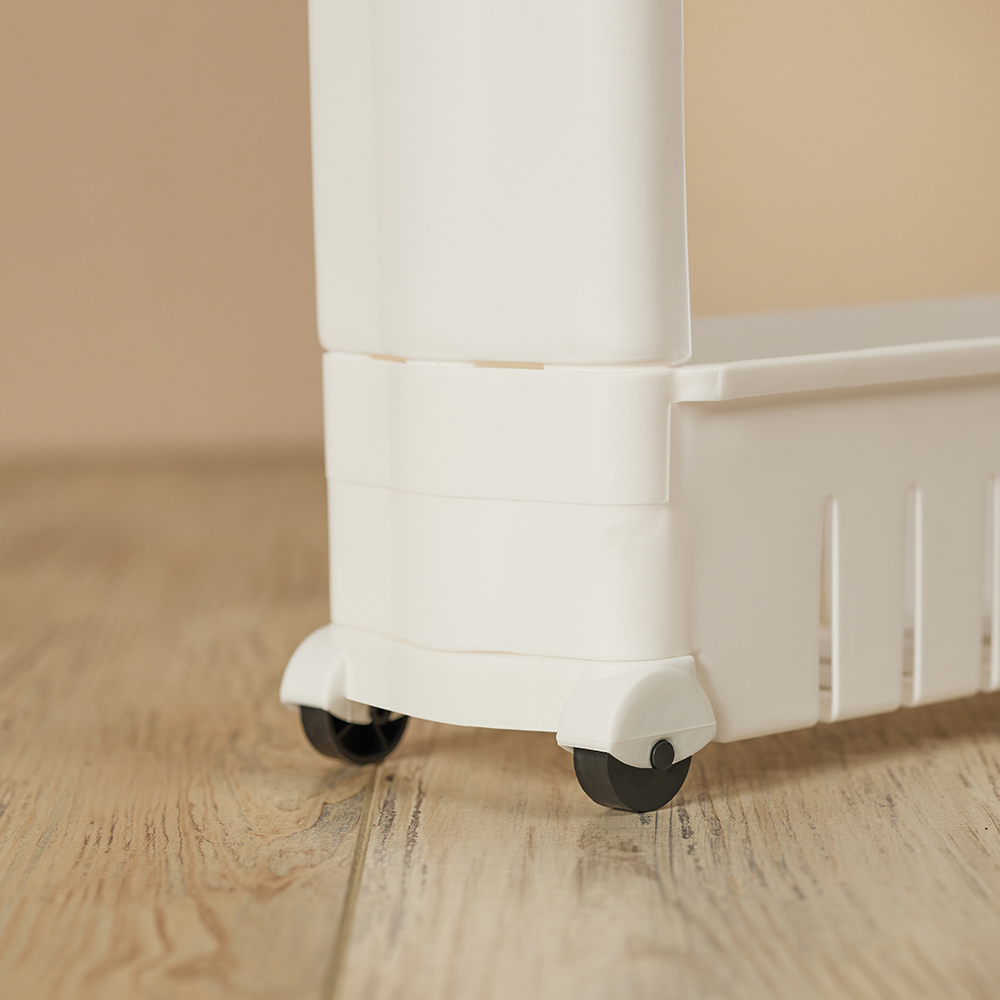 VETTA Этажерка узкая напольная на колесиках, 54х12х72см,3 полки с бортиками, пластик, белая - #9