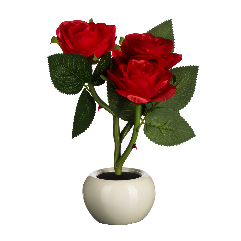 LADECOR Светильник Цветок в виде роз, в горшке, 27х12х13см 1хCR2032, 2 цвета - #3