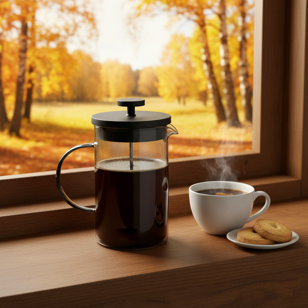 SATOSHI Графит Френч-пресс 600мл, жаропрочное стекло - #9