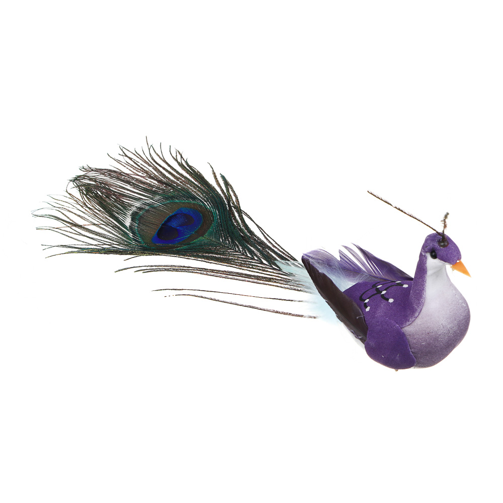 INBLOOM Птица на прищепке Павлин 18см, пенополистирол, перо - #2