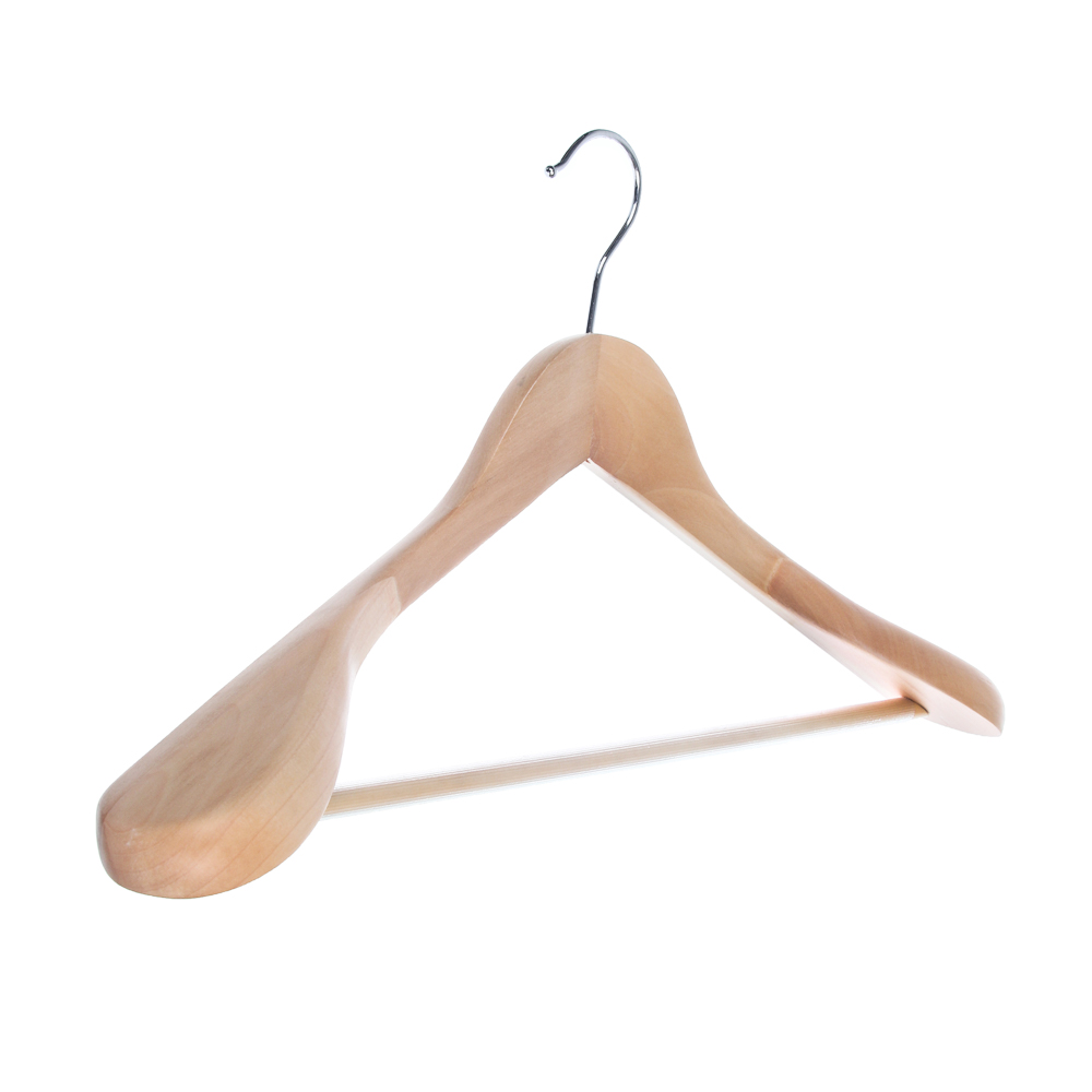 Вешалка для одежды тм VETTA, 45x5,5см, деревянная, широкие плечи, хром, цвет светлое дерево - #2