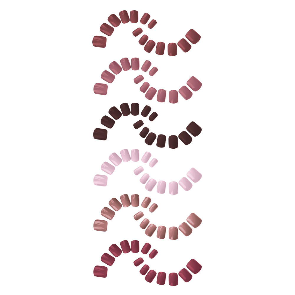 ЮНИLOOK Набор накладных ногтей 24шт + клеевые пластины 24шт, 6 цветов - #1