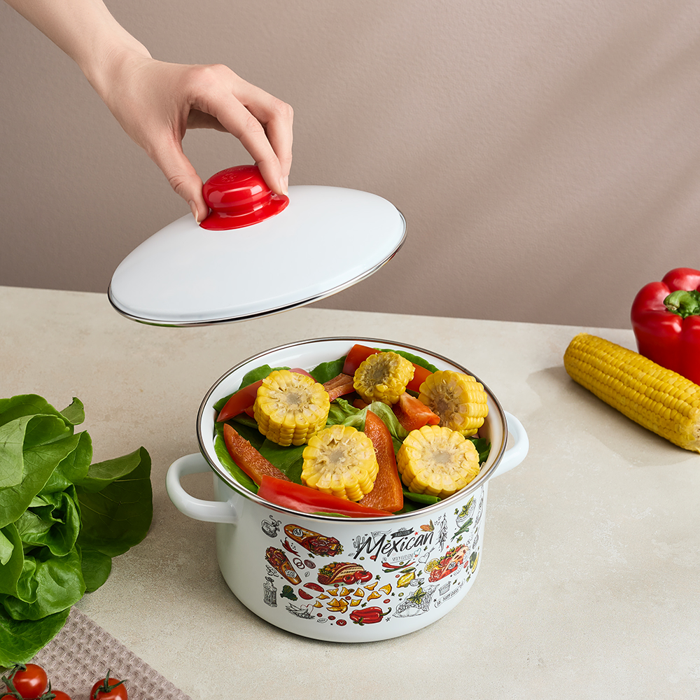 Мексика Кастрюля цилиндрическая эмалированная 3л - #8