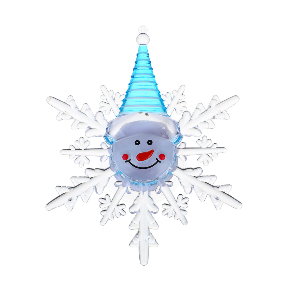 СНОУ БУМ Светильник на присоске в форме снежинки со снеговиком, пластик, 10x13x5см, 4 цвета - #4