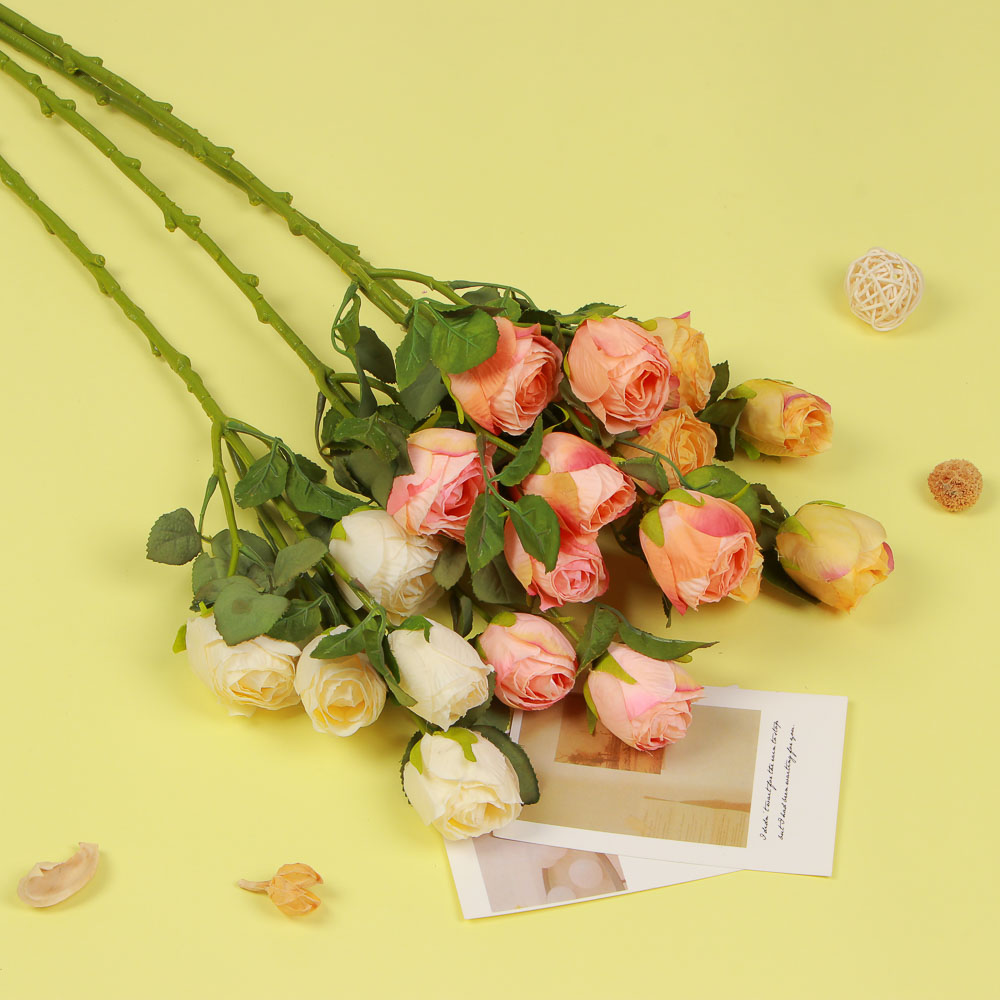 Цветок искуственный в виде кустовой розы LaDecor, 5 веток, 4 цвета - #5