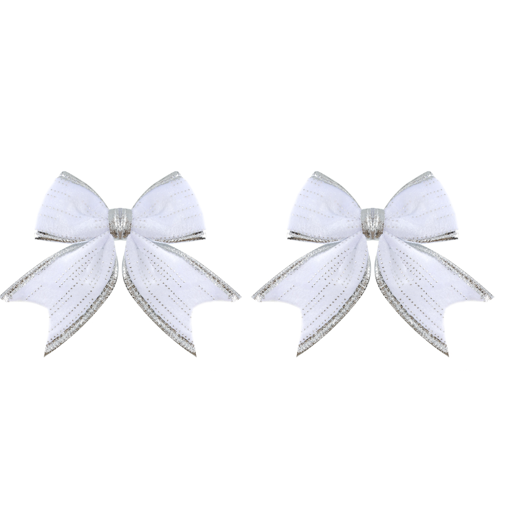 СНОУ БУМ Набор бантов 12x14 см, 2 шт, полиэстер, белый - #1