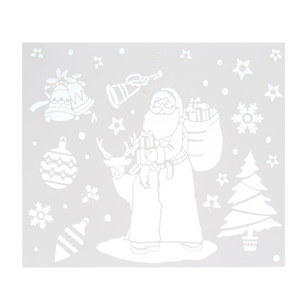 СНОУ БУМ Новогодний трафарет для окон, 20x20 см, картон, 6 дизайнов - #2